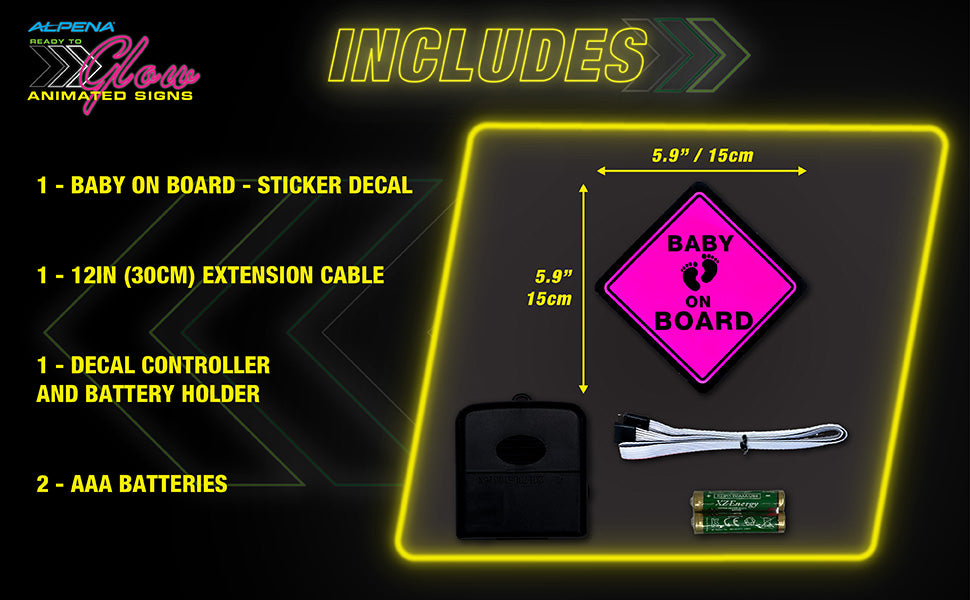 Baby On Board Car Battery Sign Sticker ( Pink) (15x15cm) / 5.9in x5.9in