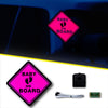 Baby On Board Car Battery Sign Sticker ( Pink) (15x15cm) / 5.9in x5.9in