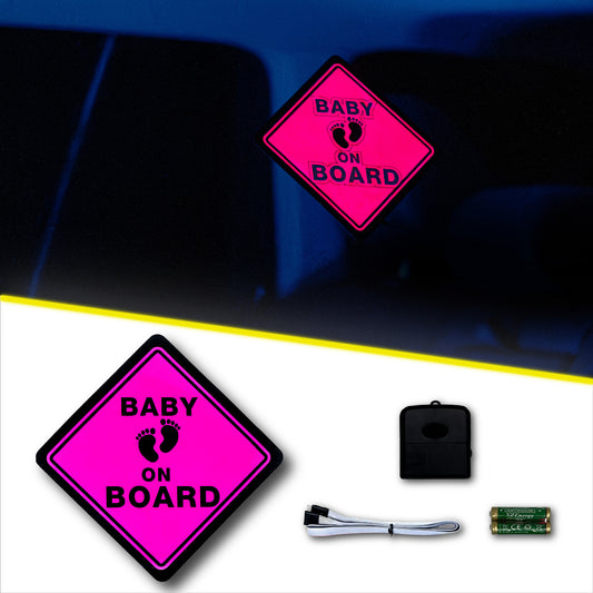 Baby On Board Car Battery Sign Sticker ( Pink) (15x15cm) / 5.9in x5.9in