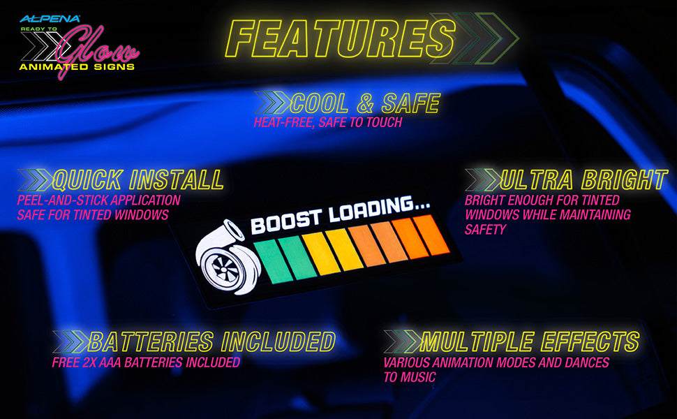 Boost Loading Car Battery Sign Sticker (23x7cm) / 9in x 2.75in