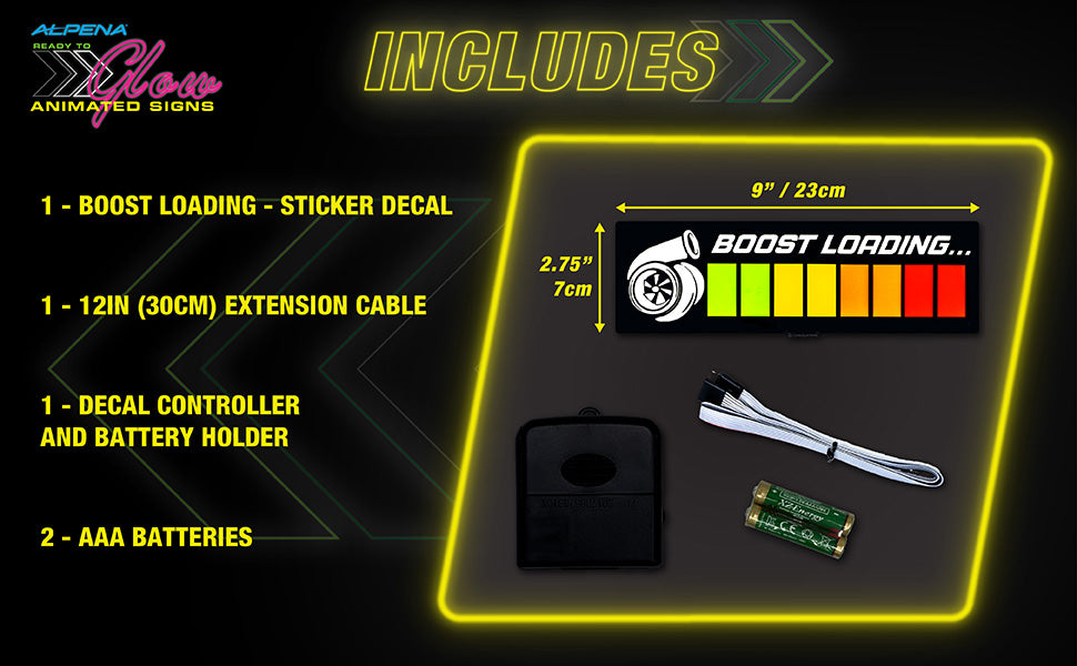 Boost Loading Car Battery Sign Sticker (23x7cm) / 9in x 2.75in