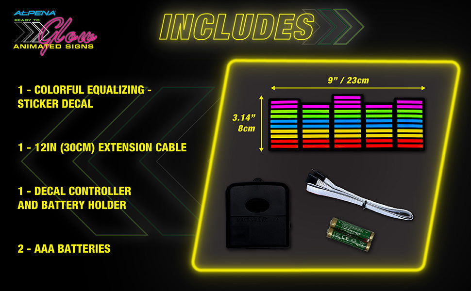 Colorful Equalizer Car Battery Sign Sticker (23x8cm) / 9in x 3.14in