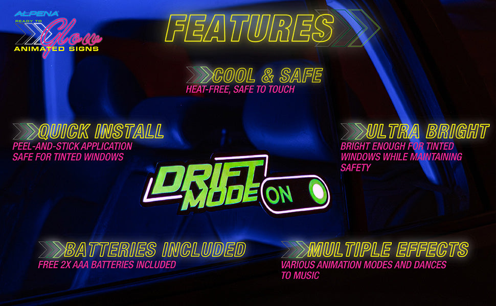 Drift Mode Car Battery Sign Sticker (23x7cm) / 9in x 2.75in