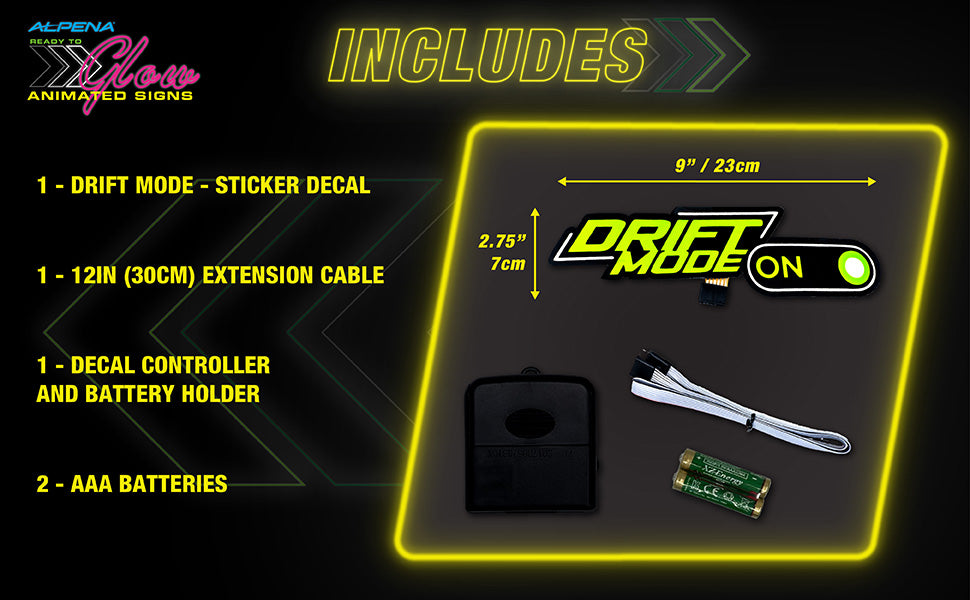 Drift Mode Car Battery Sign Sticker (23x7cm) / 9in x 2.75in