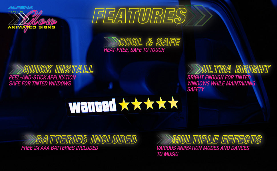 Wanted ***** Car Battery Sign Sticker (27x4cm) / 10.62in x 1.57in