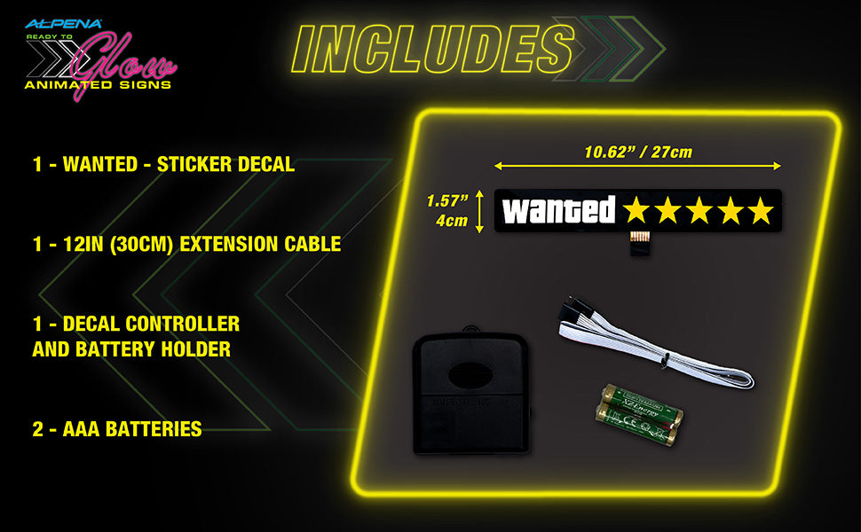 Wanted ***** Car Battery Sign Sticker (27x4cm) / 10.62in x 1.57in