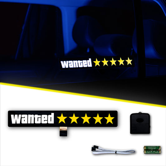 Wanted ***** Car Battery Sign Sticker (27x4cm) / 10.62in x 1.57in