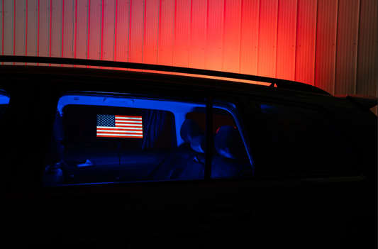 USA Flag Car Sign Sticker – LED Decal | Ultra-Thin, Battery-Powered