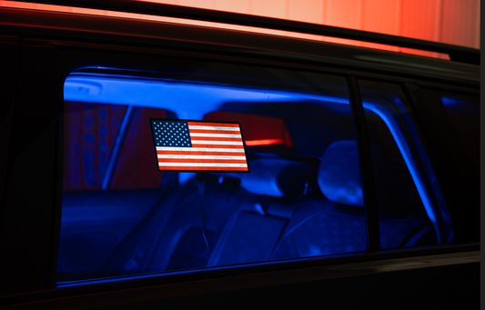USA Flag Car Sign Sticker – LED Decal | Ultra-Thin, Battery-Powered